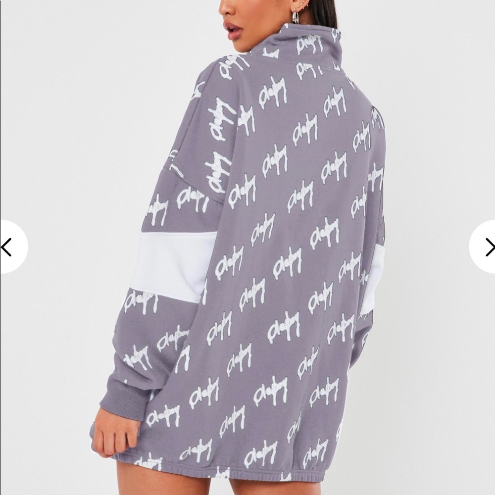Playboy Grey Color Block Zip Through Sweatshirt - Picture 4 of 5